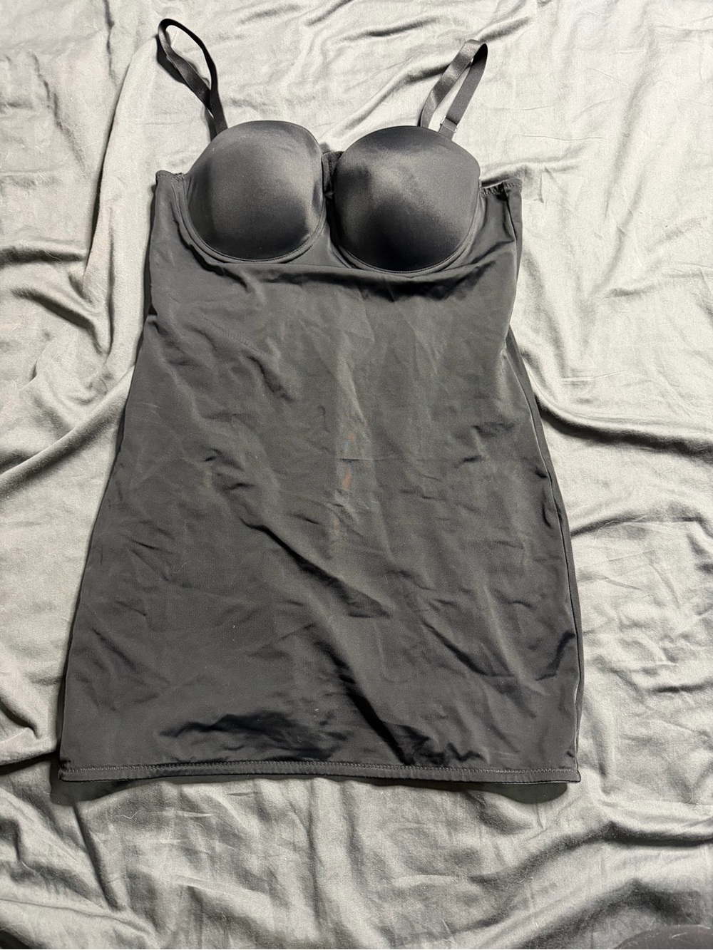 Black Body Shaping Slip Dress with Built-In Bra